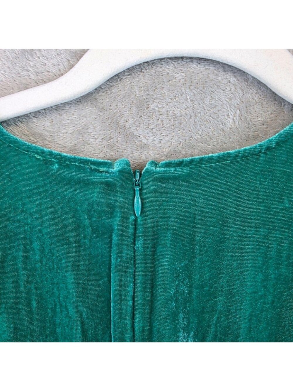 Rhode Dress Womens 8 Green Velvet Ruched Puff Sleeve Ruffle Hem Mini Party - Picture 4 of 10